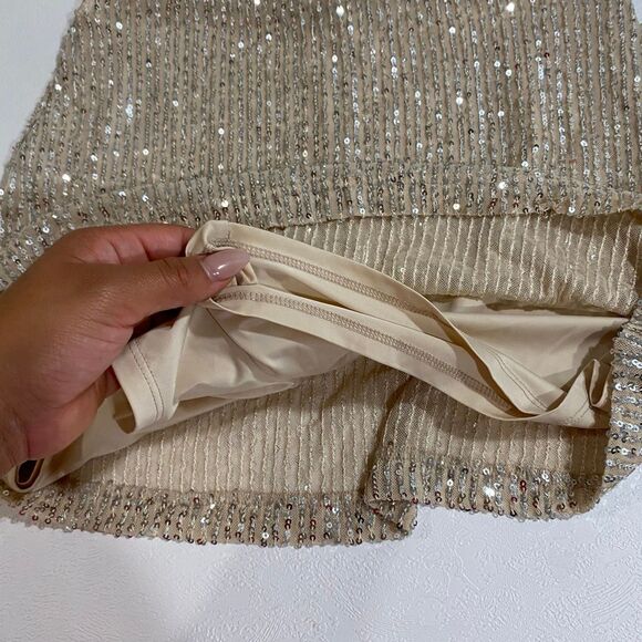 Abercrombie & Fitch Gold Sequin Mini Skirt Size Small Holiday Party NYE - Picture 5 of 8